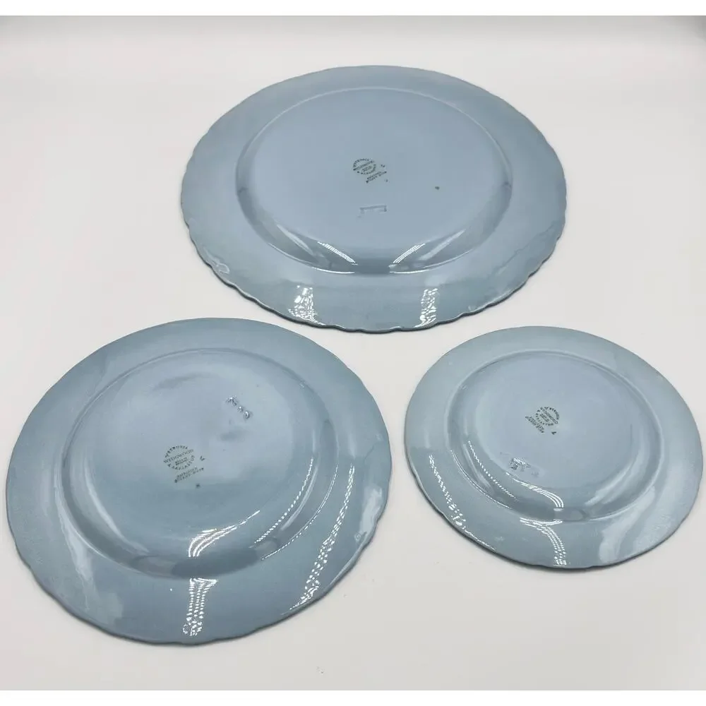 Wedgwood Embossed Queens Ware 3pc Dinner Salad Dessert Plates United Kingdom